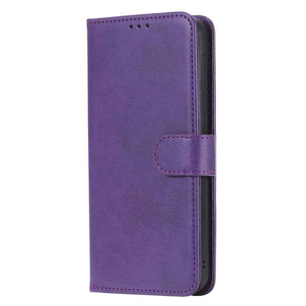 Galaxy M30s 2 in 1 Solid Color Detachable PU Leather Case with Card Slots & Magnetic Holder & Photo Frame & Wallet & Strap(Purple)