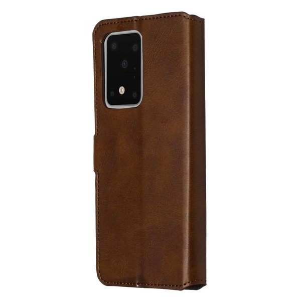 Galaxy S20 Ultra Classic Calf Texture Magnetic Attraction Horizontal Flip Leather Case with Stand & Card Slots & Wallet Function(Brown)