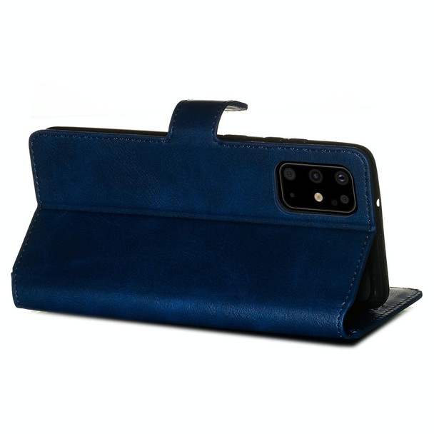 Galaxy S20+ Classic Calf Texture Magnetic Attraction Horizontal Flip Leather Case with Stand & Card Slots & Wallet Function(Blue)