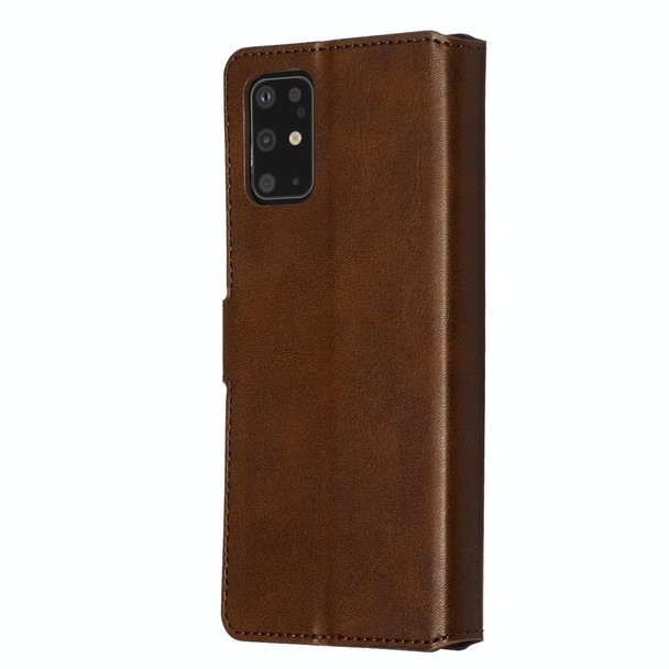 Galaxy S20+ Classic Calf Texture Magnetic Attraction Horizontal Flip Leather Case with Stand & Card Slots & Wallet Function(Brown)