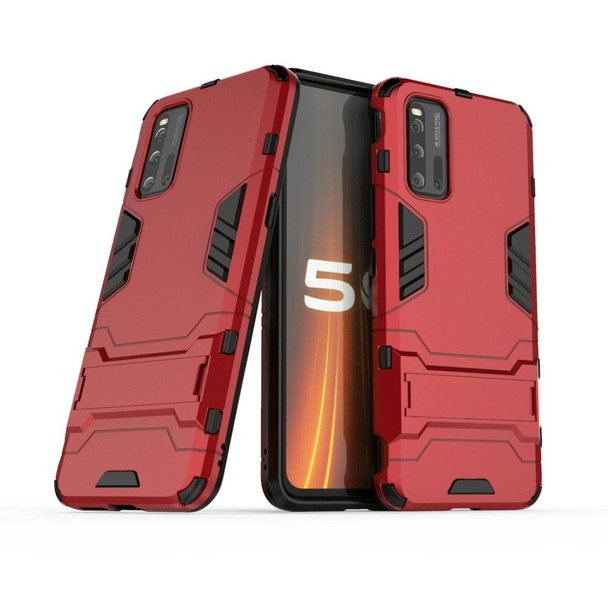 Vivo IQOO3 Shockproof PC + TPU Protective Case with Invisible Holder(Red)