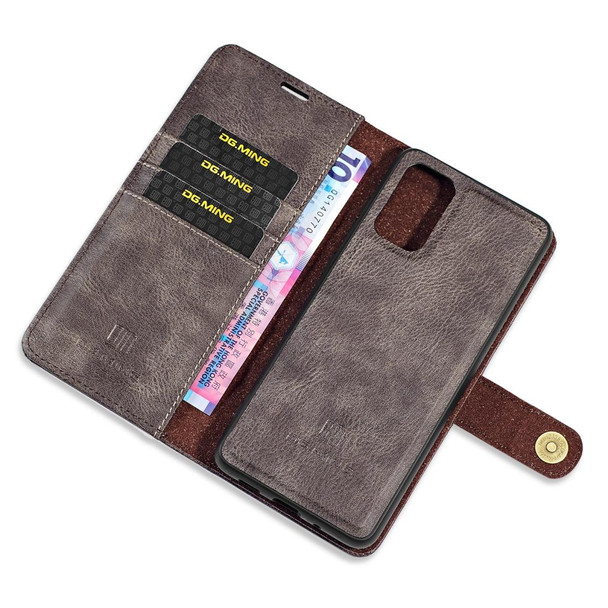 Galaxy S20+ DG.MING Crazy Horse Texture Flip Detachable Magnetic Leather Case with Holder & Card Slots & Wallet(Grey)