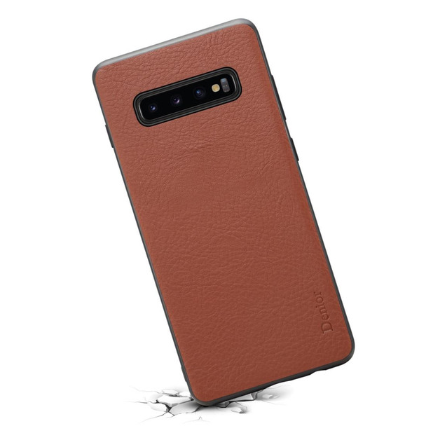 Galaxy S10 Denior V7 Luxury Car Cowhide Leather Ultrathin Protective Case(Brown)