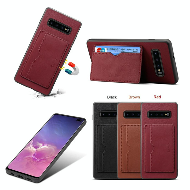 Galaxy S10 Denior V3 Luxury Car Cowhide Leather Protective Case with Holder & Card Slot(Black)