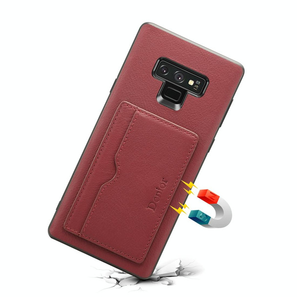 Galaxy Note9 Denior V3 Luxury Car Cowhide Leather Protective Case with Holder & Card Slot(Dark Red)