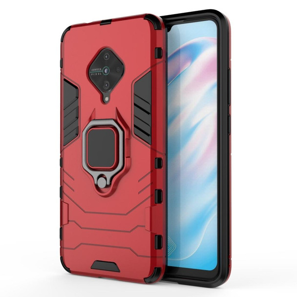 Vivo V17 / Y9s / S1 Pro Shockproof PC + TPU Protective Case with Magnetic Ring Holder(Red)