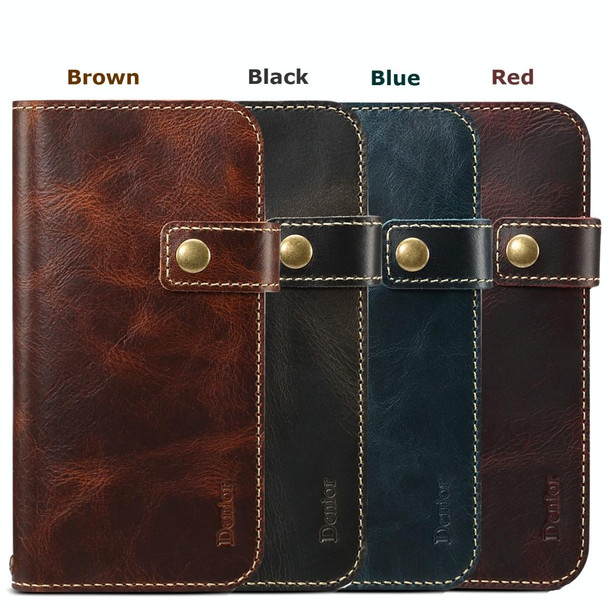 Galaxy Note 10 Denior Oil Wax Cowhide DK Magnetic Button Horizontal Flip Leather Case with Holder & Card Slots & Wallet(Dark Blue)