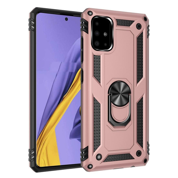 Galaxy A51 Armor Shockproof TPU + PC Protective Case with 360 Degree Rotation Holder(Rose Gold)