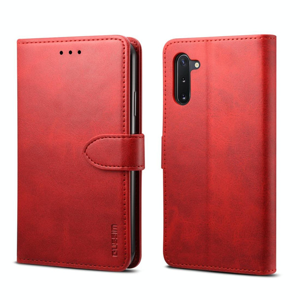 Galaxy Note 10 GUSSIM Business Style Horizontal Flip Leather Case with Holder & Card Slots & Wallet(Red)