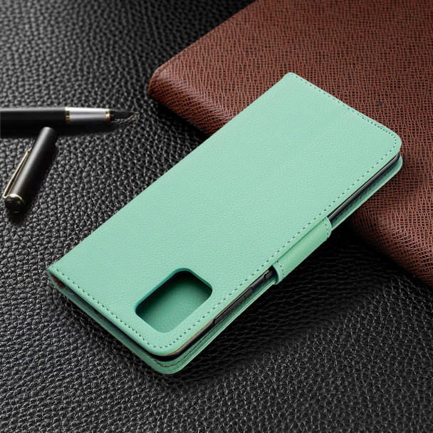 Galaxy A51 Litchi Texture Pure Color Horizontal Flip PU Leather Case with Holder & Card Slots & Wallet & Lanyard(Green)