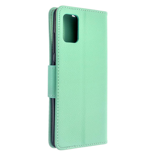 Galaxy A51 Litchi Texture Pure Color Horizontal Flip PU Leather Case with Holder & Card Slots & Wallet & Lanyard(Green)