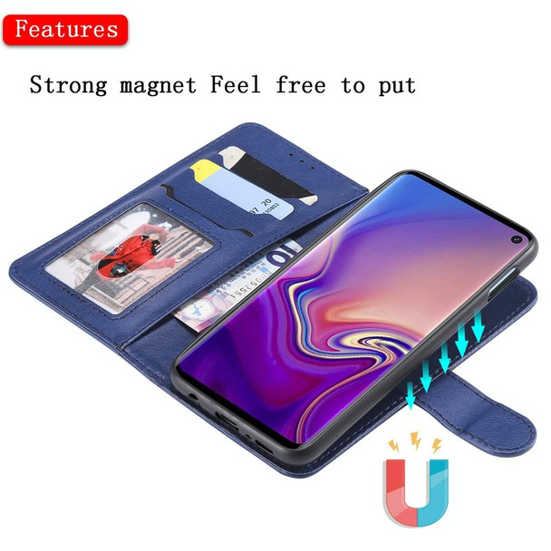 Galaxy S10e Solid Color Horizontal Flip Protective Case with Holder & Card Slots & Wallet & Photo Frame & Lanyard(Blue)