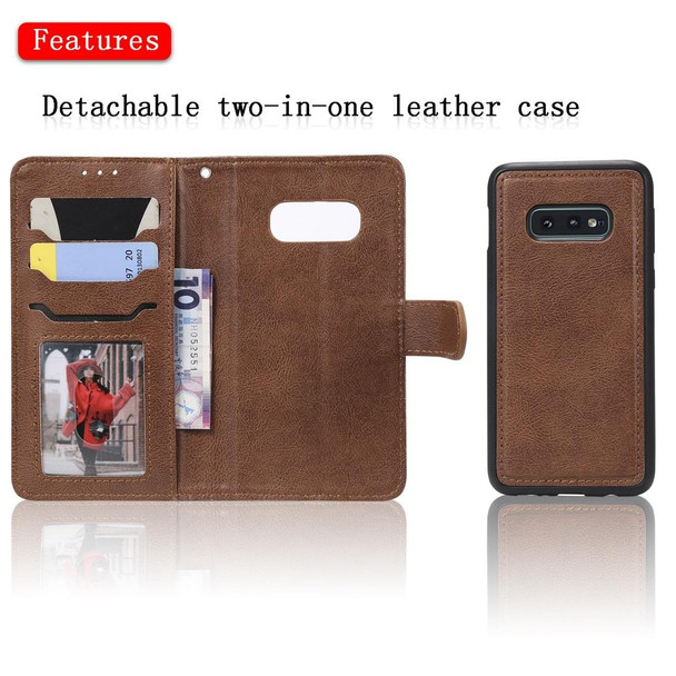 Galaxy S10e Solid Color Horizontal Flip Protective Case with Holder & Card Slots & Wallet & Photo Frame & Lanyard(Brown)