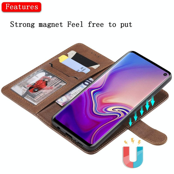 Galaxy S10 Solid Color Horizontal Flip Protective Case with Holder & Card Slots & Wallet & Photo Frame & Lanyard(Brown)