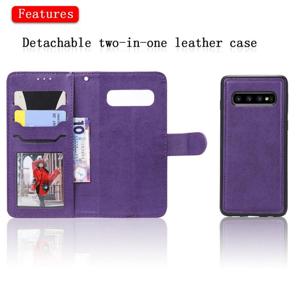 Galaxy S10 Solid Color Horizontal Flip Protective Case with Holder & Card Slots & Wallet & Photo Frame & Lanyard(Purple)