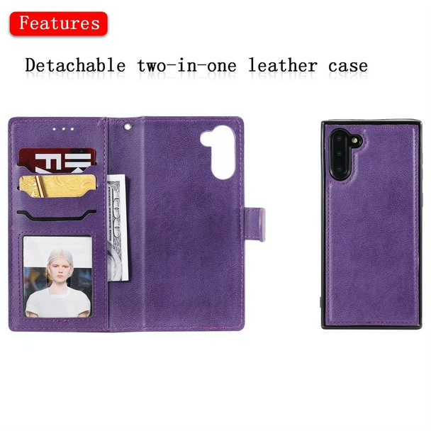 Galaxy Note 10 Solid Color Horizontal Flip Protective Case with Holder & Card Slots & Wallet & Photo Frame & Lanyard(Purple)