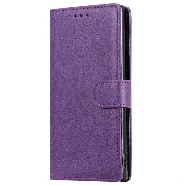 Galaxy Note 10 Solid Color Horizontal Flip Protective Case with Holder & Card Slots & Wallet & Photo Frame & Lanyard(Purple)