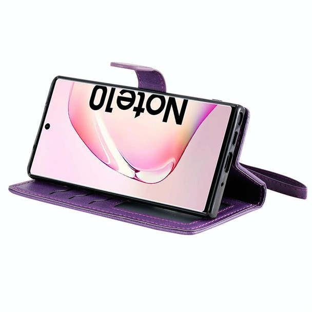 Galaxy Note 10 Solid Color Horizontal Flip Protective Case with Holder & Card Slots & Wallet & Photo Frame & Lanyard(Purple)