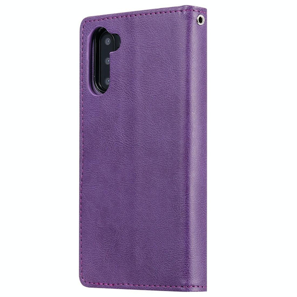 Galaxy Note 10 Solid Color Horizontal Flip Protective Case with Holder & Card Slots & Wallet & Photo Frame & Lanyard(Purple)