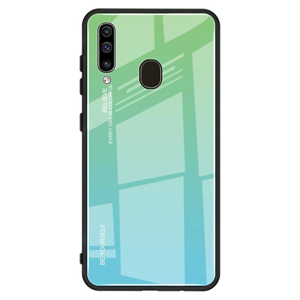 Galaxy A60 Gradient Color Glass Case(Sky Blue)