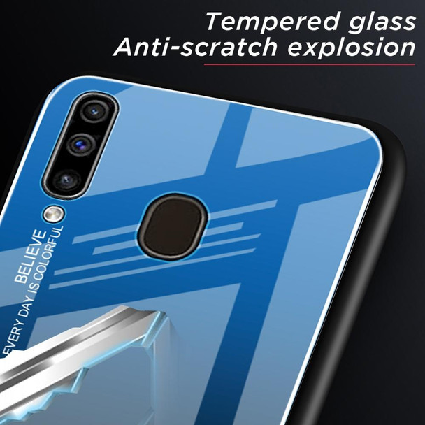 Galaxy A60 Gradient Color Glass Case(Red Blue)