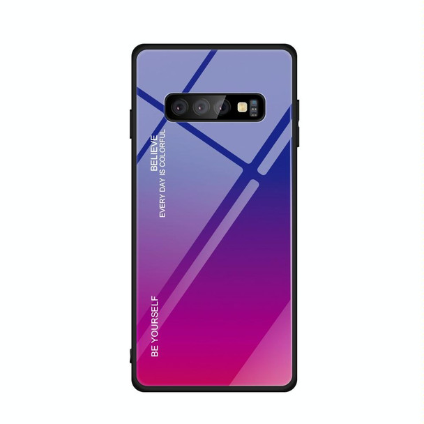 Galaxy S10 Gradient Color Glass Case(Red Blue)