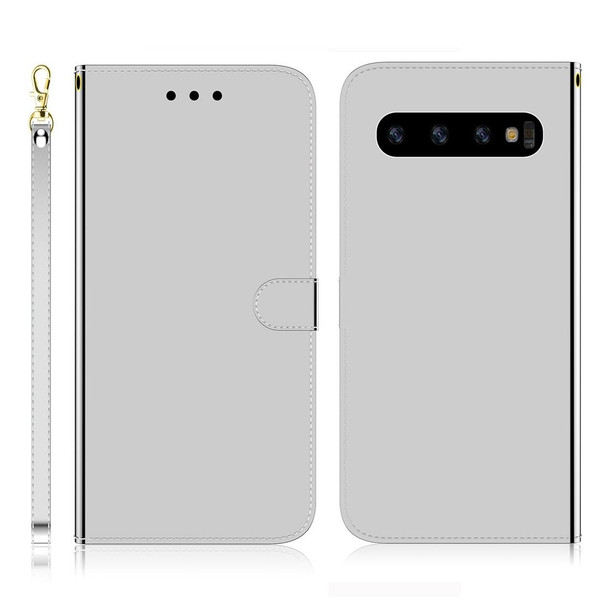 Galaxy S10 Imitated Mirror Surface Horizontal Flip Leather Case with Holder & Card Slots & Wallet & Lanyard(Silver)