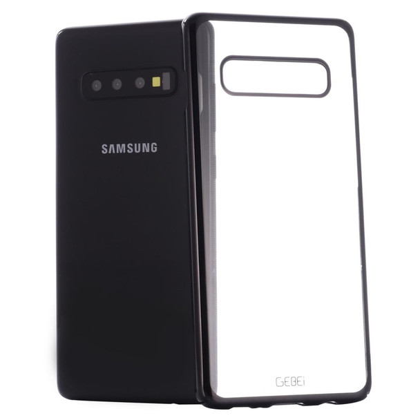 Galaxy S10+ GEBEI Shockproof Plating PC Protective Case(Black)
