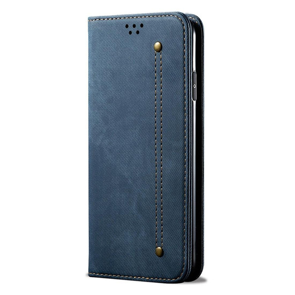 Galaxy S10+ Denim Texture Casual Style Horizontal Flip Leather Case with Holder & Card Slots & Wallet(Blue)
