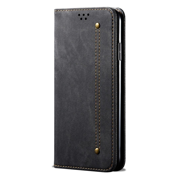 Galaxy S10 Denim Texture Casual Style Horizontal Flip Leather Case with Holder & Card Slots & Wallet(Black)