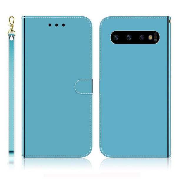 Galaxy S10+ Imitated Mirror Surface Horizontal Flip Leather Case with Holder & Card Slots & Wallet & Lanyard(Blue)