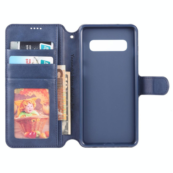 Galaxy S10e AZNS Calf Texture Magnetic Horizontal Flip PU Leather Case with Holder & Card Slots & Photo Frame(Blue)