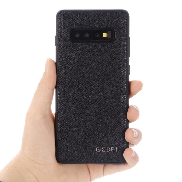 Galaxy S10+ GEBEI Full-coverage Shockproof Leather Protective Case(Black)