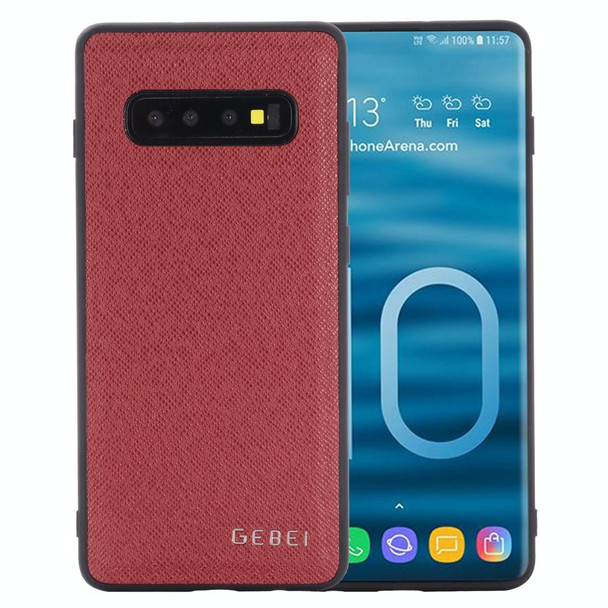 Galaxy S10 GEBEI Full-coverage Shockproof Leather Protective Case(Red)