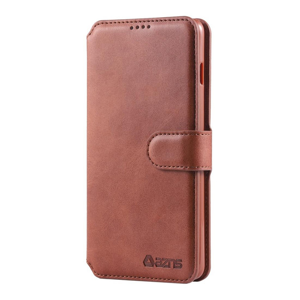 Galaxy S10 AZNS Calf Texture Magnetic Horizontal Flip PU Leather Case with Holder & Card Slots & Photo Frame(Brown)