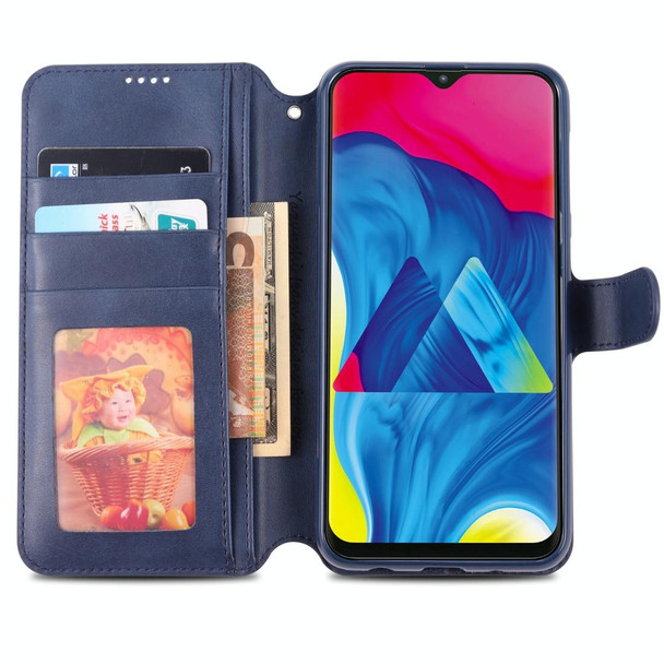 Galaxy A10 / M10 AZNS Calf Texture Magnetic Horizontal Flip PU Leather Case with Holder & Card Slots & Photo Frame(Blue)