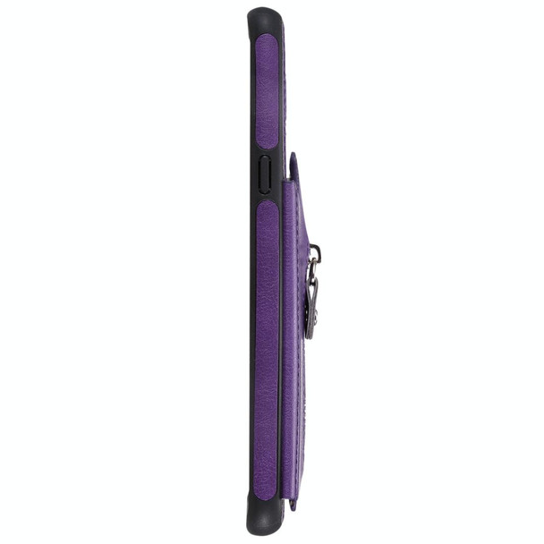 Galaxy S10 5G Solid Color Double Buckle Zipper Shockproof Protective Case(Purple)