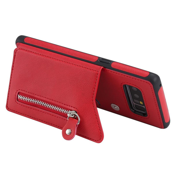 Galaxy Note 8 Solid Color Double Buckle Zipper Shockproof Protective Case(Red)