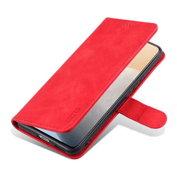 vivo X60 Pro AZNS Skin Feel Calf Texture Horizontal Flip Leather Case with Card Slots & Holder & Wallet(Red)