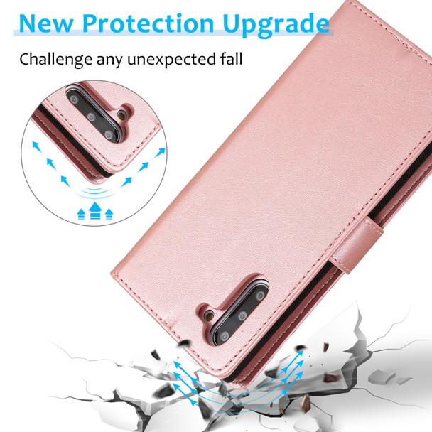 Samsung Galaxy Note10 Calf Texture 2 in 1 Detachable Magnetic Back Cover Horizontal Flip Leather Case with Holder & Card Slots & Wallet & Photo Frame(Rose Gold)