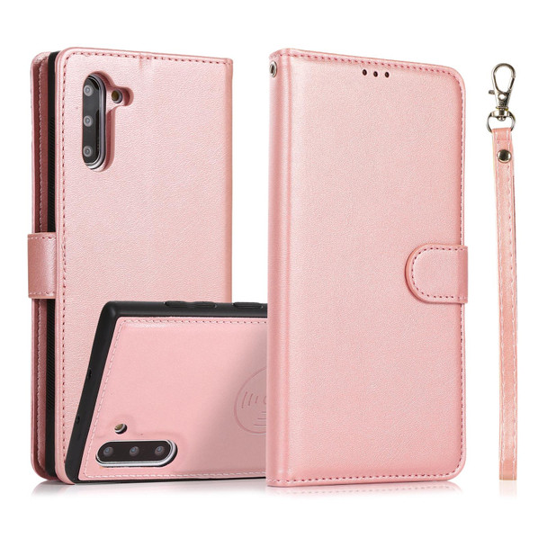 Samsung Galaxy Note10 Calf Texture 2 in 1 Detachable Magnetic Back Cover Horizontal Flip Leather Case with Holder & Card Slots & Wallet & Photo Frame(Rose Gold)