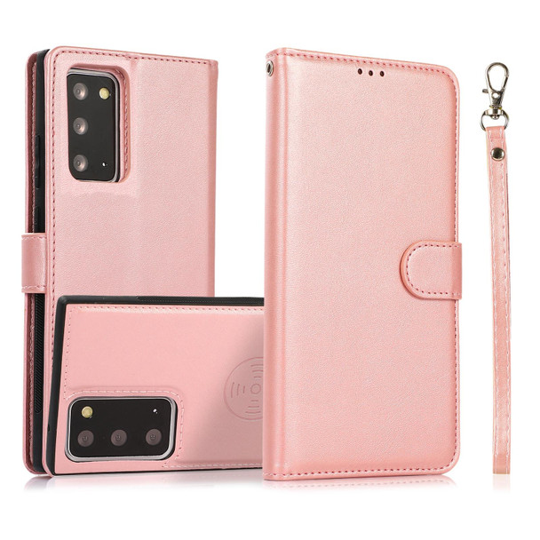 Samsung Galaxy Note20 Calf Texture 2 in 1 Detachable Magnetic Back Cover Horizontal Flip Leather Case with Holder & Card Slots & Wallet & Photo Frame(Rose Gold)