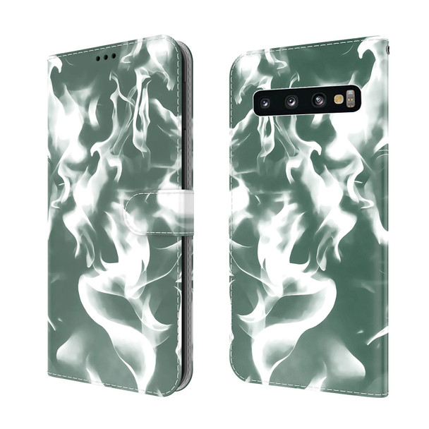 Samsung Galaxy S10 Cloud Fog Pattern Horizontal Flip Leather Case with Holder & Card Slot & Wallet(Dark Green)