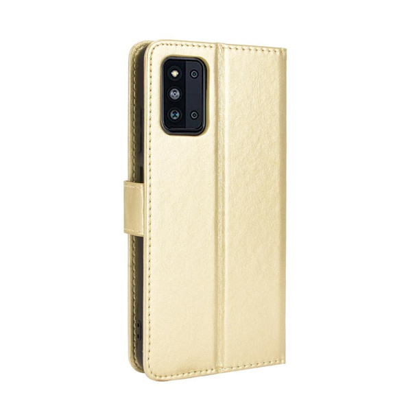 Samsung Galaxy F52 5G Crazy Horse Texture Horizontal Flip Leather Case with Holder & Card Slots & Lanyard(Gold)