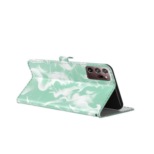 Samsung Galaxy Note20 Ultra Cloud Fog Pattern Horizontal Flip Leather Case with Holder & Card Slot & Wallet(Mint Green)