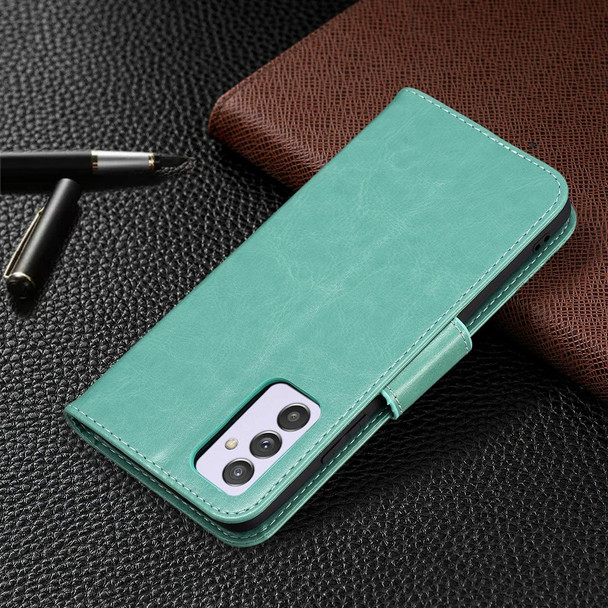 Samsung Galaxy A82 5G Embossing Two Butterflies Pattern Horizontal Flip PU Leather Case with Holder & Card Slot & Wallet & Lanyard(Green)