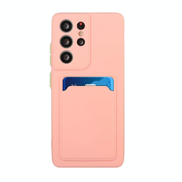 Samsung Galaxy S21 Ultra 5G Card Slot Design Shockproof TPU Protective Case(Pink)