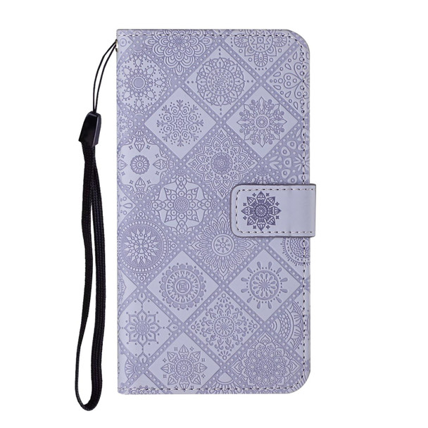 Samsung Galaxy A32 5G Ethnic Style Embossed Pattern Horizontal Flip Leather Case with Holder & Card Slots & Wallet & Lanyard(Purple)