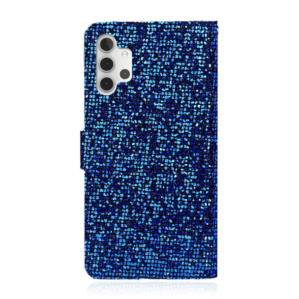 Samsung Galaxy A32 5G Glitter Powder Horizontal Flip Leather Case with Card Slots & Holder & Lanyard(Blue)