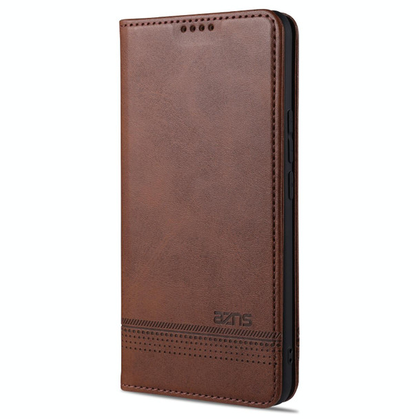 vivo X60 Pro AZNS Magnetic Calf Texture Horizontal Flip Leather Case with Card Slots & Holder & Wallet(Dark Brown)